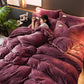 4pcs Home Textile Fleece Bedding Set Solid Color  Duvet Cover Flat Sheet Pillowcase Winter Bedlinen
