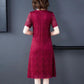 Women's Summer Short Sleeve Midi Dress Lace Loose Round Neck A-Line Skirt