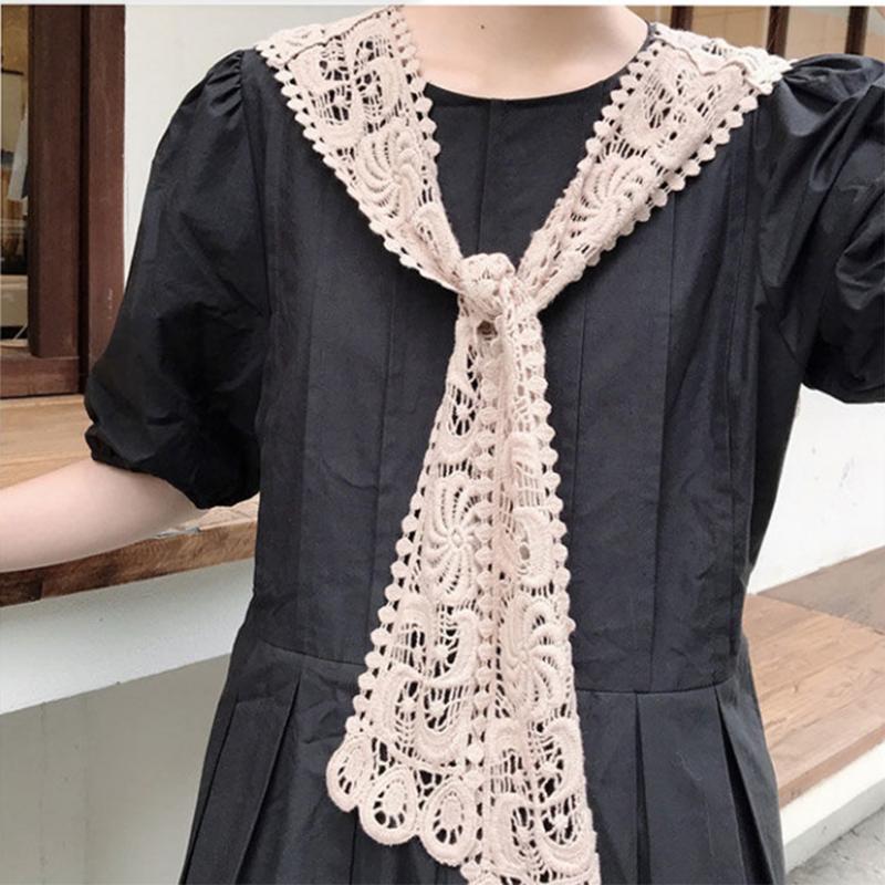 WTEMPO Summer Knitting Little Shawl Women's Thin Solid Color Knotted Lace Neckties Sun Protection Warm Shawl