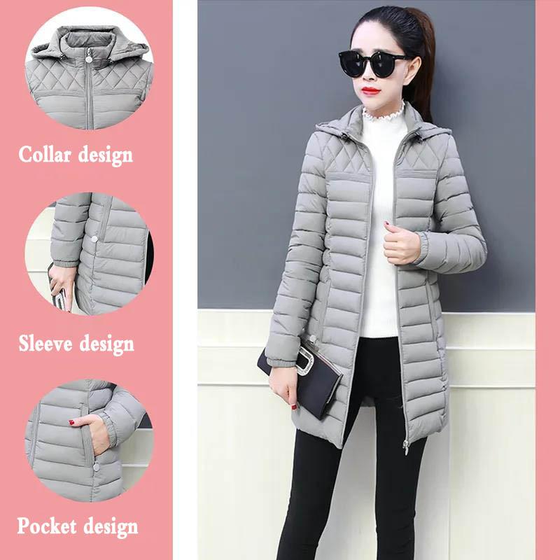 WTEMPO Cotton-padded Jacket Women's Mid-length Slim Padded Jacket Middle-aged Mother Down Padded Jacket