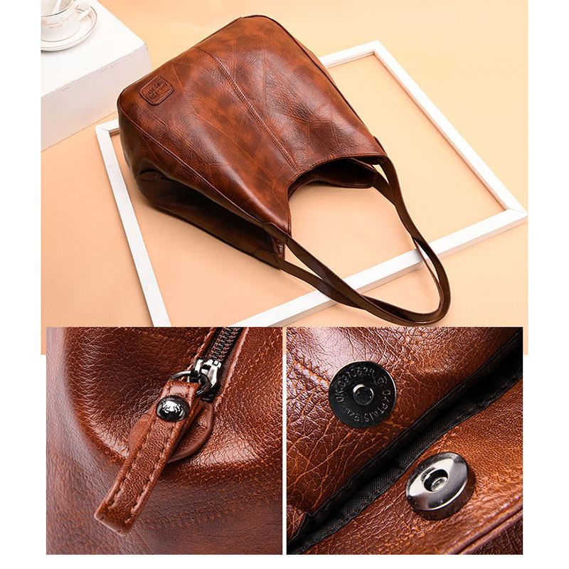PU Dumplings Solid Color Lady Women Bag Retro Shoulder Bag Large Capacity Handbag