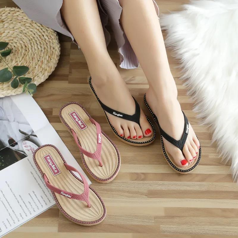 Slippers Women's Outer Wear Sandals Flip Flops Summer Casual Fashion Flat Feet Flat Heels Non-slip One Size Smaller