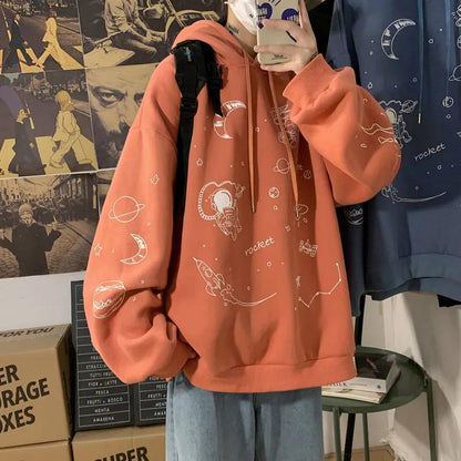 Hoodies Women Fashion Graffiti Printed Pullover Sweatshirt Oversized Streetwear Hip Hop Harajuku Hoodies Fall Winter Plus Size Loose Tops Clothes