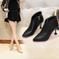 Pointed Toe Women Boots Genuine Leather Ankle Boots Thin High Heel Autumn Fashion Female Shoes