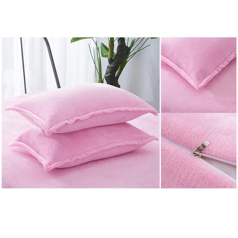Pure Color Pillowcase Thick Flannel Pillowcase Single and Double Pillowcase Coral Fleece Pillowcase Two-piece