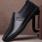 Men's Slip-On Leather Shoes Formal Casual Suit with Black PU Beanie Comfort Flats