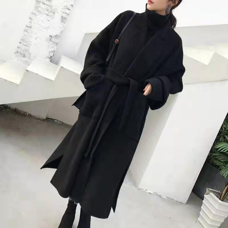 Urban Fashion Solid Women Casual Woolen Coat Female Long Windbreaker Jackets Korean Wool Coat Lady Overcoats