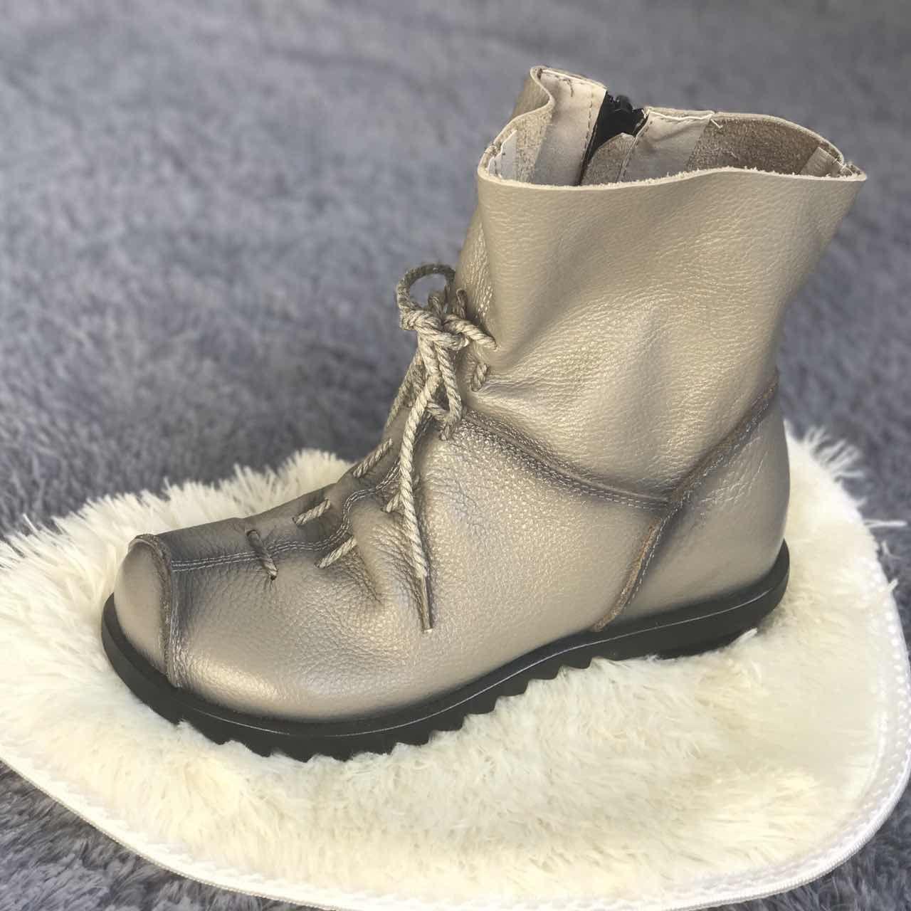 Genuine Leather Women Boots with Fur Soft Cowhide Women's Winter Shoes Ankle Boots