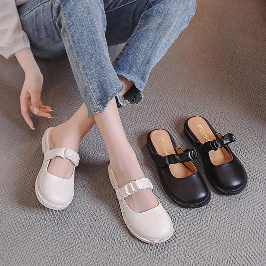 Half Slippers Women's Outer Wear Summer Flat Sandals Muller Shoes Pumps Slippers