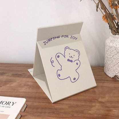 Cute Girls Ladies Folding Mirror Desktop Creative Portable Cartoons Makeup Mirror HD Thin and Light Travel Out Household Essentials