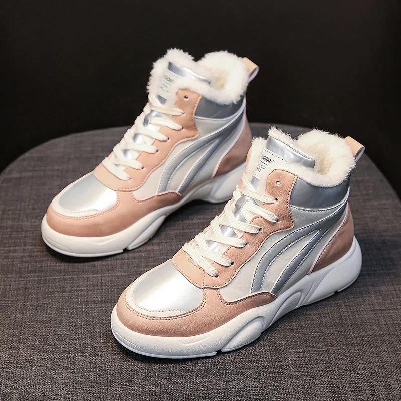 Winter High-top Flat-bottomed Cotton Shoes Women Plus Velvet Thickening Warm and Comfortable Casual Shoes