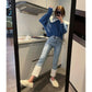 Plus Velvet Thickened Jeans Female Autumn and Winter Models Fashion High Waist Display Slim Pants Flap Stitching Nine Points Straight Pants