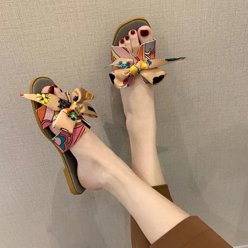 Slippers Women's Outer Wear Summer Tow Bowknot Student Sandals Women's Fashion Casual Wild Women