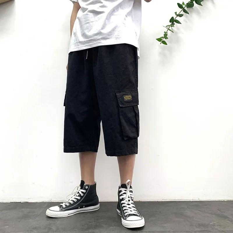 Men's Summer Cool and Breathable Thin Cropped Pants Casual Pants All-match Loose Straight Outer Wear Overalls Shorts