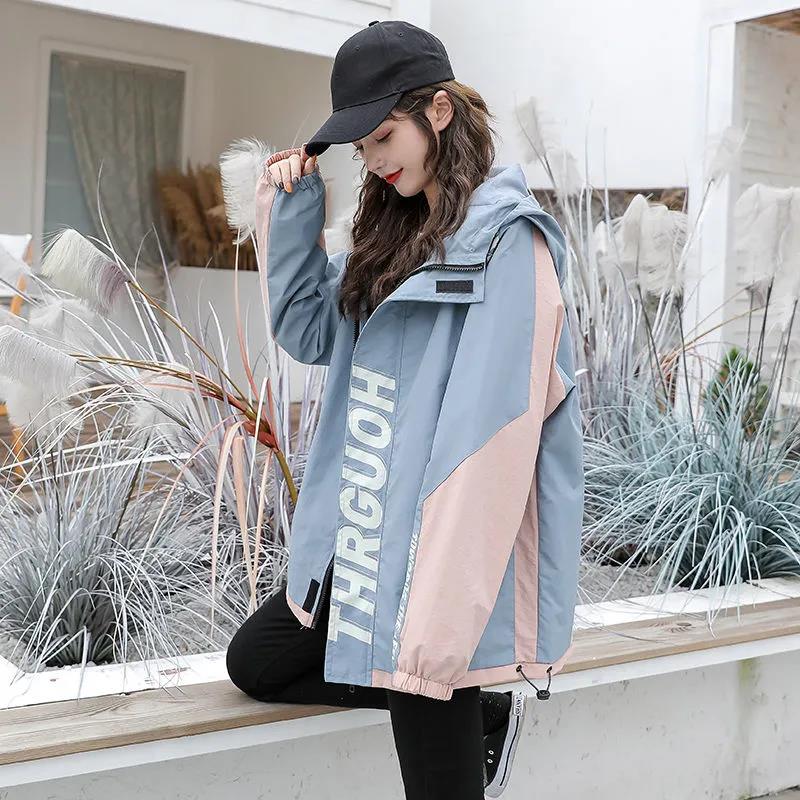 Women Waterproof Jacket Spring Boutique Hooded Windbreaker Soft and Comfortable Top Casual Loose Coat