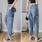 WTEMPO Women's Jeans Harem Pants Loose Straight Denim Big Pocket Trousers