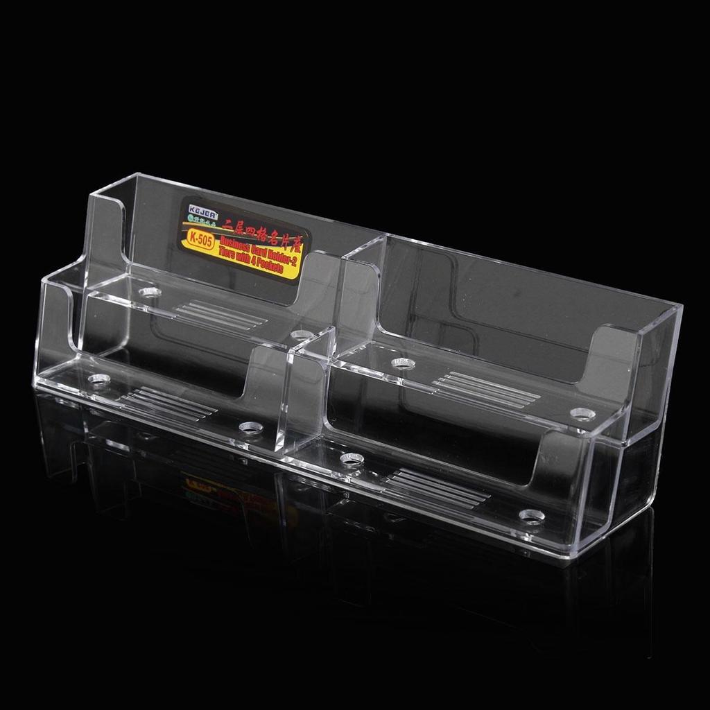 4 Pocket Business ID Card Holder Acrylic Desk Stand Display Desktop Office Home