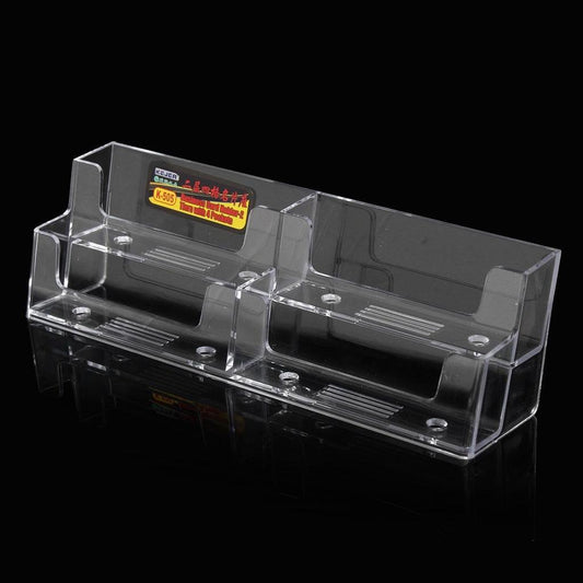 4 Pocket Business ID Card Holder Acrylic Desk Stand Display Desktop Office Home