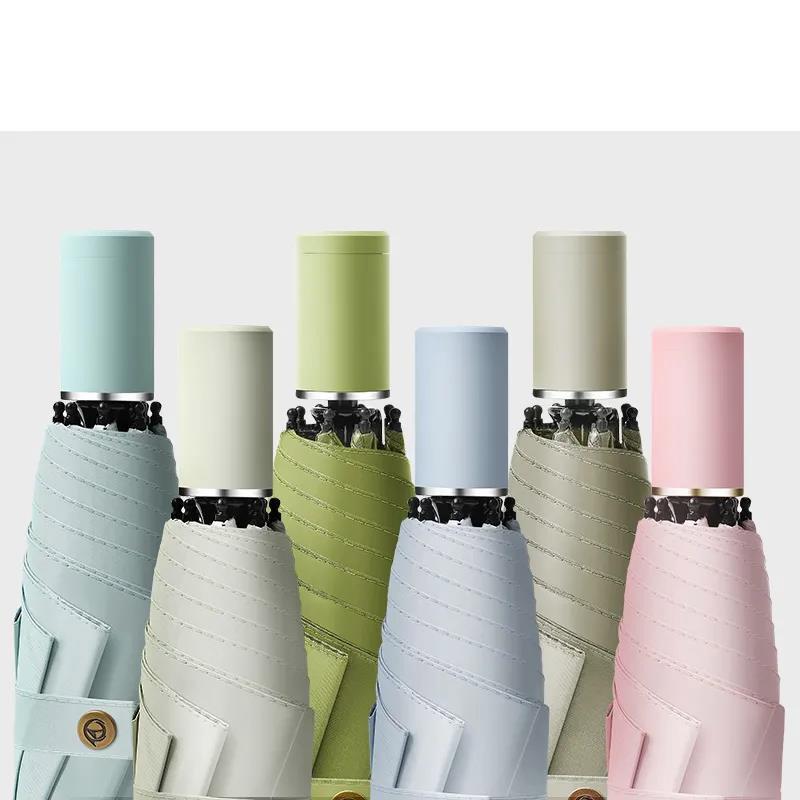 Simple Solid Color Umbrella Ins Sunshade Sun and Rain Dual-use Korean Version Sunscreen and UV Protection Folding