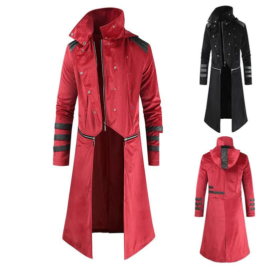 Gothic Long Robe Medieval Retro Windbreaker COS Clothing Casual Slim Coat Gentleman Jacket Men