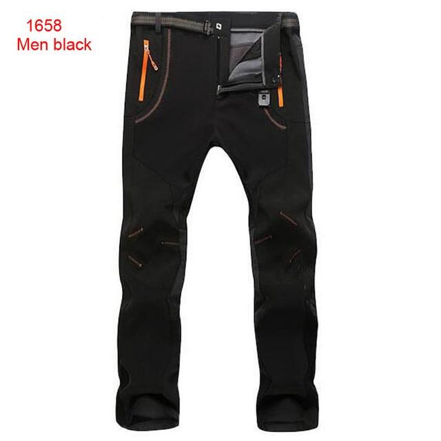Autumn and Winter Thickened Fleece Pants Men's Outdoor Warmth, Waterproof, Windproof, Breathable Soft Shell Trousers Sports Mountaineering Overalls