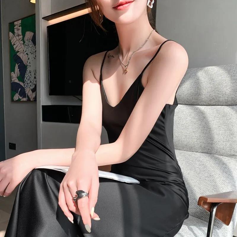 Summer Ladies Dress Suspenders Silk Dress Slim Fashion