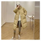 Down Jacket Blue Mid-length Loose and Light White Duck Down Jacket