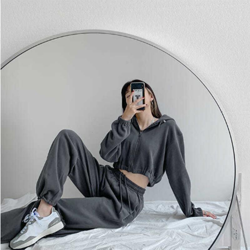 Love Labeling Drawstring Leggings Women's Spring and Autumn Solid Color Loose Casual Sports Pants High Waist Straight Sweatpants Tide