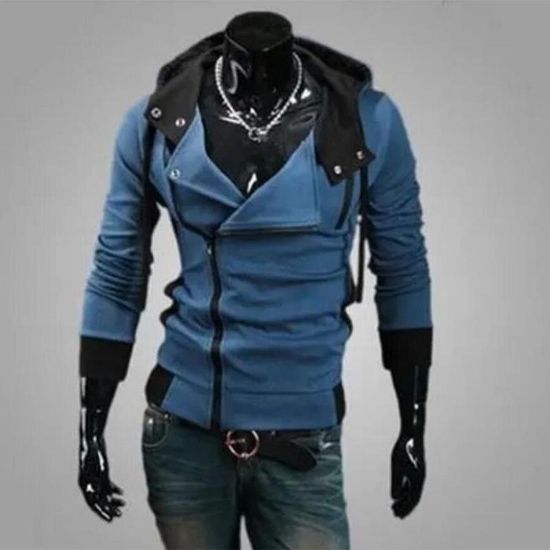 Men's Hooded Sweater Jacket Slim Fit Colorblock Sports Sweater Trendy Men's Cardigan Jacket