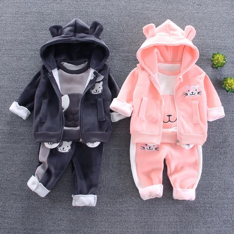 Children's Clothing Spring and Autumn Children's Suit Men and Women Middle and Small Children Baby Baby Autumn and Winter Sweater Three-piece Suit