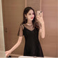 Sexy Mini Dress Black Polka Dot Long Sleeve Transparent Mesh Slash Neck Bodycon 2020 Party Dress