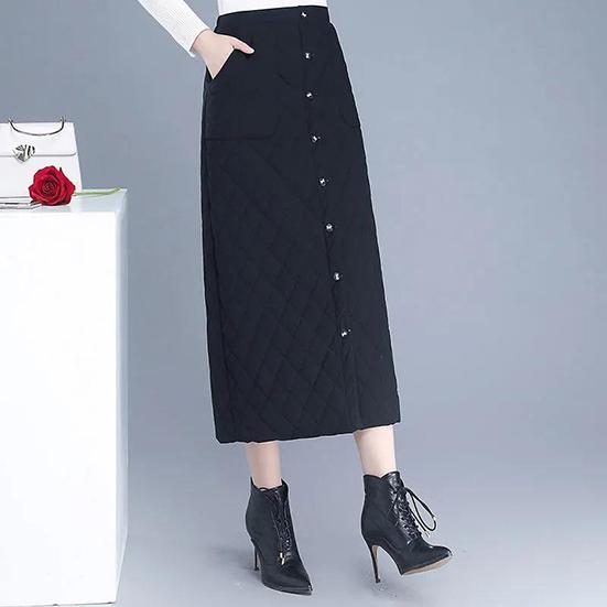 M-4XL Women's Winter Warm Long Cotton Skirt Female Autumn Thickened Down Cotton Skirt Large Size Winter A-line Skirt