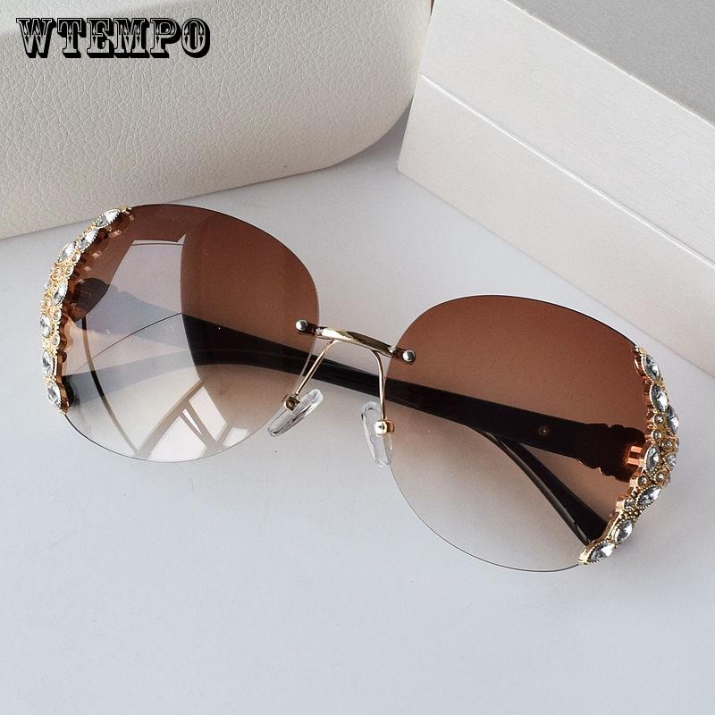 WTEMPO Sunglasses Retro Rhinestone Frame Brand Design Luxury Ladies Driving Eyeglasses Women