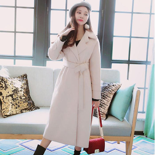 Longfeng Mid-length Woolen Women's Coat Autumn and Winter Student Fashion Woolen Coat