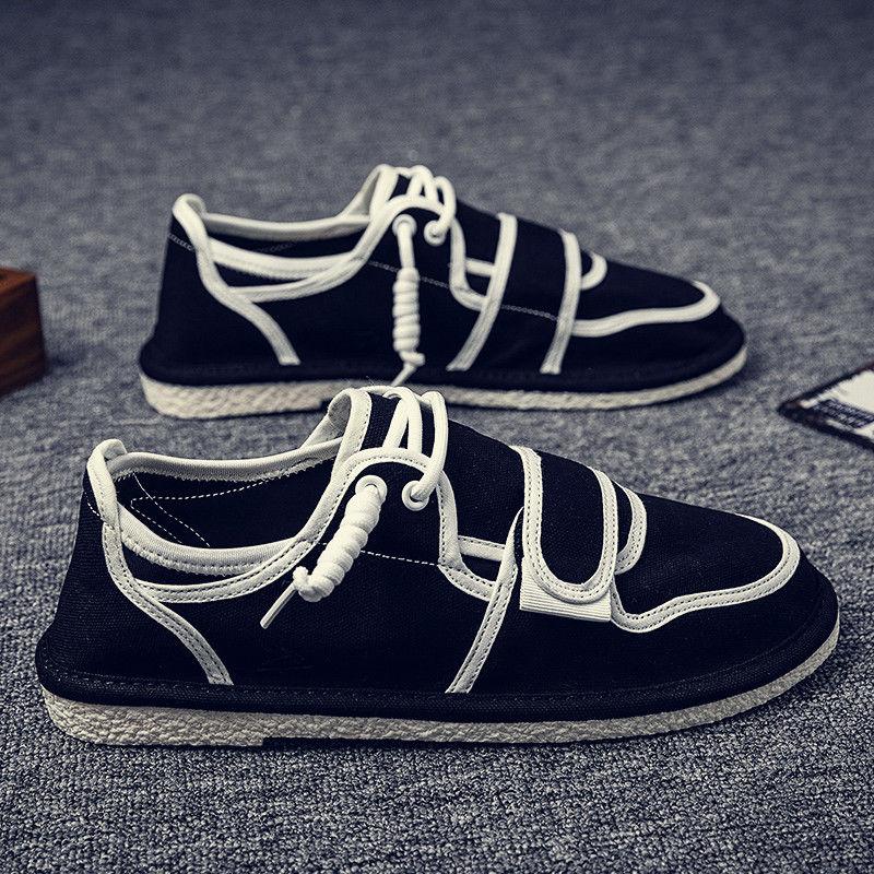 Men's Casual Canvas Shoes Trend Cloth Shoes Summer Breathable Driving Shoes Male Lazy All-match Cloth Shoes A Pedal