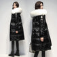 Women's Down Padded Jacket Long Over The Knee Winter Thickening Korean Loose Shiny Cotton Warm Jacket