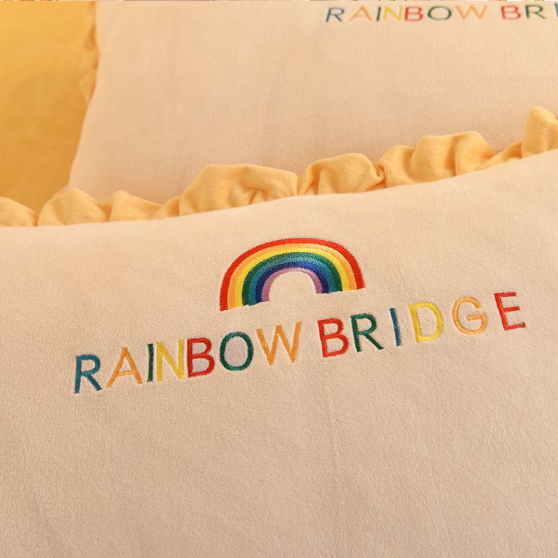 Princess Style Milk Velvet Winter Thick Crystal Velvet Four-piece Double-sided Quilt Cover Coral Velvet Bed Linen