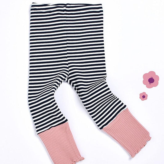 Girls' Leggings Pants 2021 Spring and Autumn Pure Cotton Striped Stretch Slim Leggings Korean Trousers
