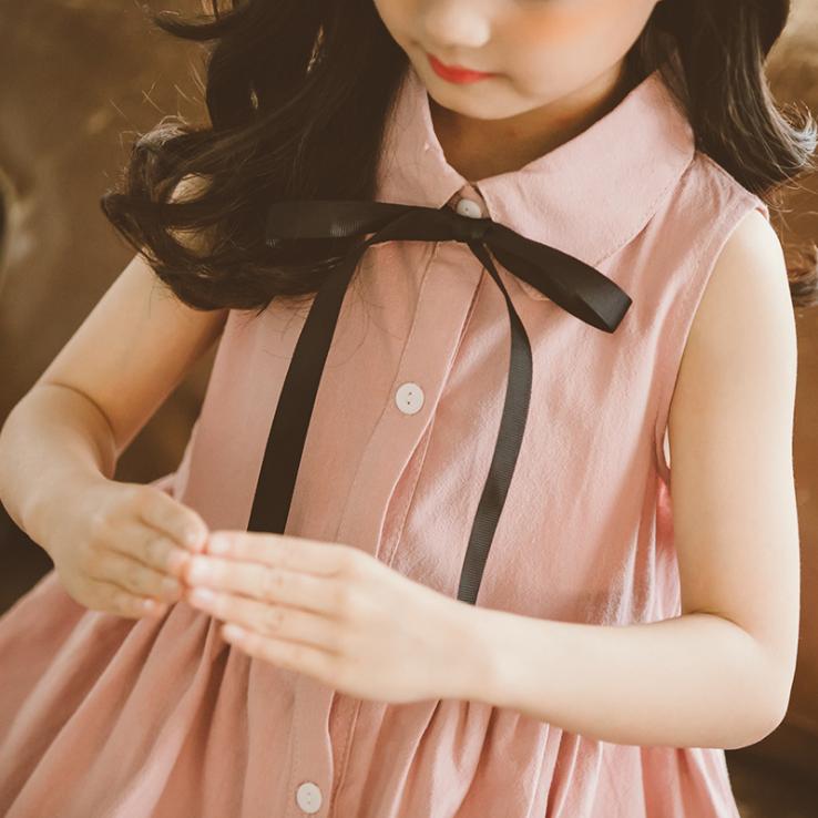 Children's Dress Girls Summer Dress Children's Embroidery Princess Skirt Baby Thin Solid A-line Sleeveless Skirt