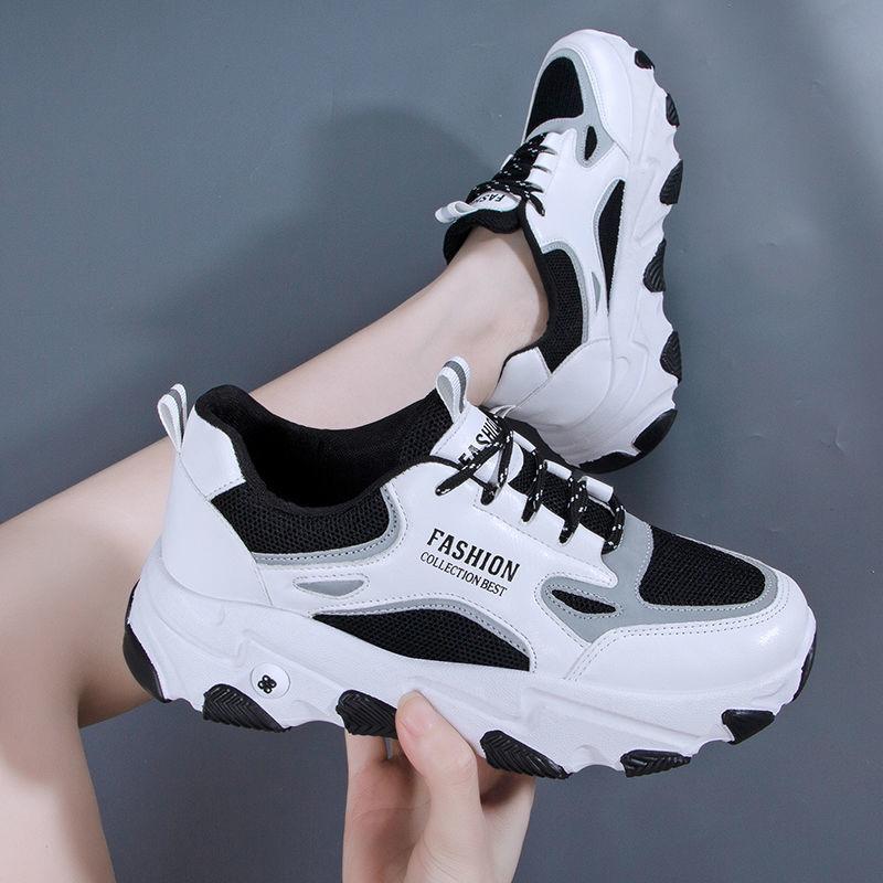 Sports Shoes Women Spring Summer Thick-soled High-rise Platform Sneakers All-match White Shoes Travel Shoes