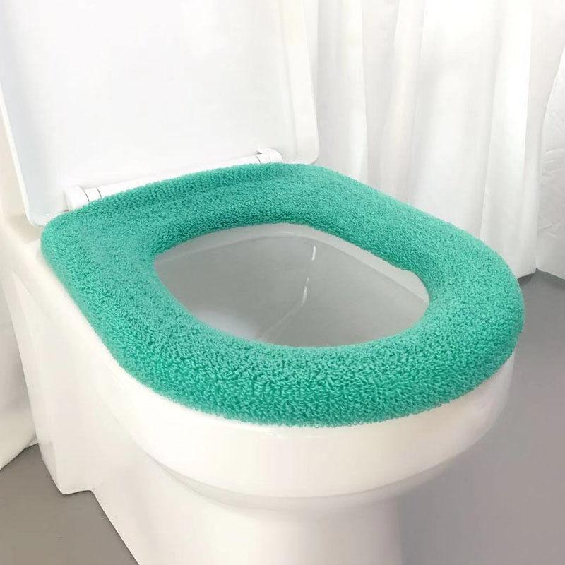 Toilet Cushion Toilet Seat Gasket Cushion Thickening Plus Velvet Warming Pad Solid Color Household Toilet Seat Cover To Keep Warm