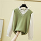 Fall/winter Korean Version of Loose Outer Wear All-match Fake Two-piece Japanese Sweater Sweater Top Women's Bottoming Shirt