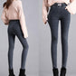 High Waist Denim Trousers Women's Elastic Waist Stretch Plus Size Feet Pants Black Spring and Autumn Ladies Trousers Korean Version