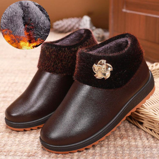 Winter Women's Cotton Shoes Warm Flat-soled Comfortable Shoes Thick-soled Waterproof Non-slip Shoes