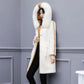 Winter Faux Woolen Coat Women's Long Thick Warm Hooded Coat Slim Plus Size Overcoat with Faux Mink Fur Collar