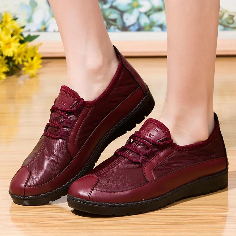 Women's Cotton Shoes Winter Leather  Waterproof Cloth Shoes Fleece Warm Cotton Boots