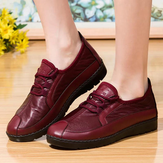 Women's Cotton Shoes Winter Leather  Waterproof Cloth Shoes Fleece Warm Cotton Boots