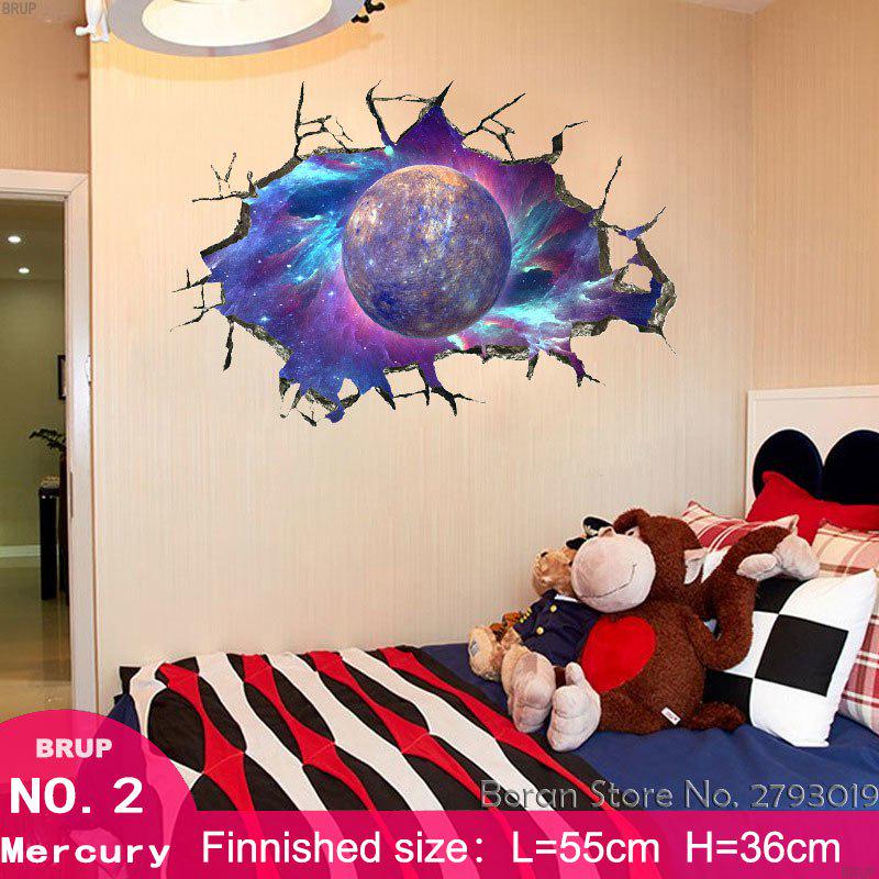 12 Kinds Solar System Planets Wall Stickers For Kids Room Universe 3d Stickers Kids Room Decoration