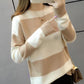 Autumn and Winter Color Matching Soft Sweater Women's Student Long-sleeved Knitted Bottoming Shirt