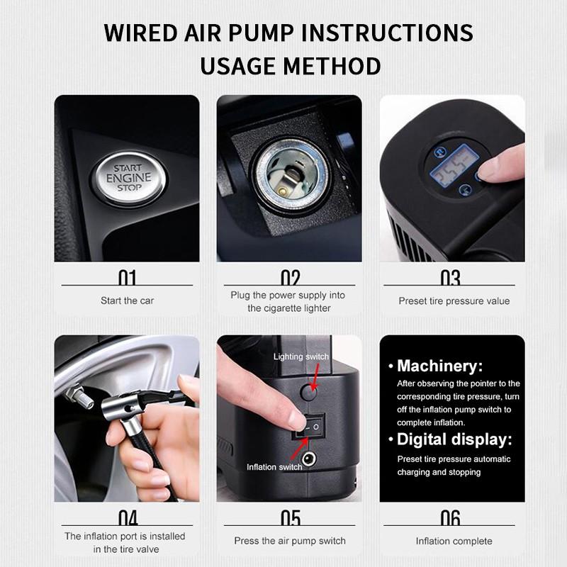 Home Car Dual-purpose Wireless Car Air Pump Inflator Pressure Monitoring Machine Portable with 2000mAh Battery